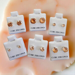 PEACH CZ Stainless Steel 6-Pair Earring Bundle